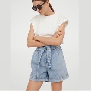 H&M Paper Bag Denim Shorts - Stretch Waist